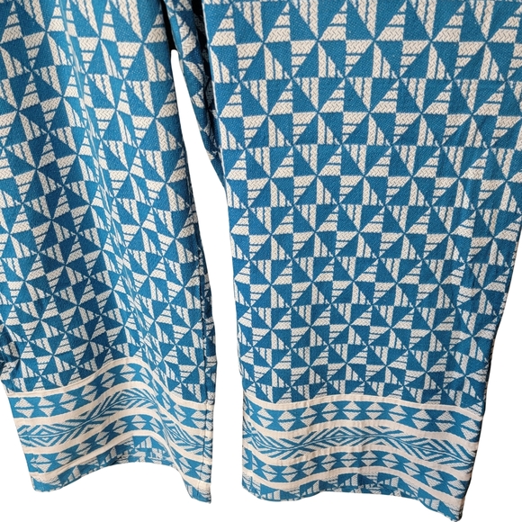 Soft Surroundings Narah Wide Leg Palazzo Pant Blue & White Geometric Print 1X - Picture 4 of 15